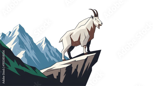 Majestic mountain goat standing proudly on rugged cliff edge