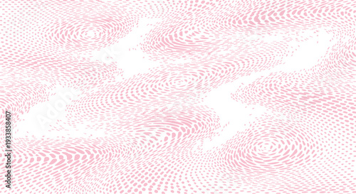 Abstract Pink Halftone Dots with Wavy Ripple Patterns, Contemporary Stipple Texture Background for Creative Design