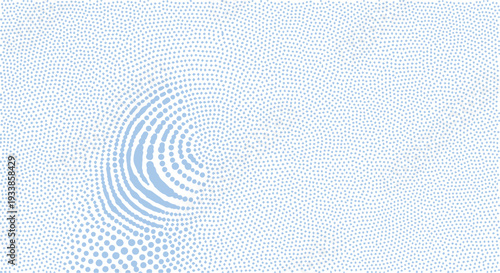 Abstract Light Blue Halftone Dot Spiral Pattern Background with Fingerprint Texture, Modern Graphic Design Element