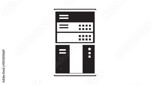 Simple black and white vending machine icon illustration.