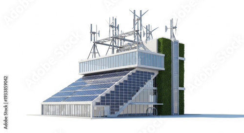 Futuristic Stadium with Solar Panels.
