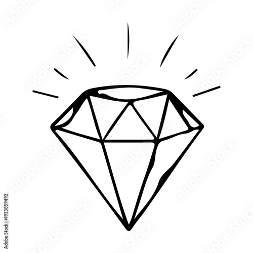 Hand Drawn Sparkling Diamond Icon