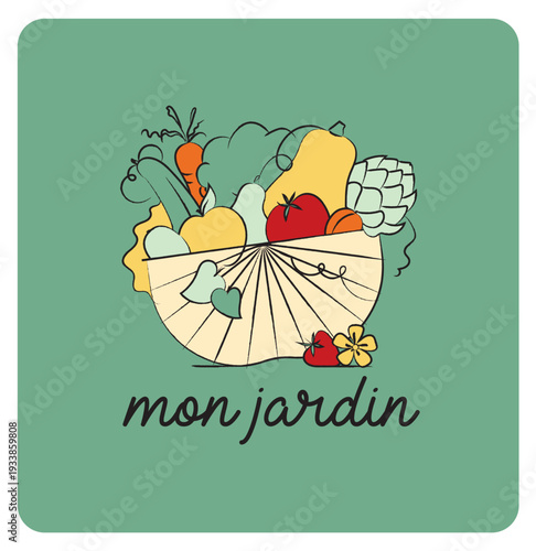 logo pour producteur de fruits et légumes, vente de fruits et légumes en direct, à la ferme, circuit court, local, marché, camion