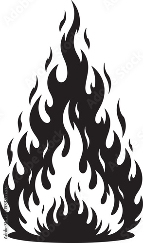 Silhouette of a teardrop shaped fire isolated on transparent background