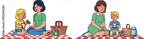 Grocery Basket with Food Isolated Transparent Background Flat 2D Vector