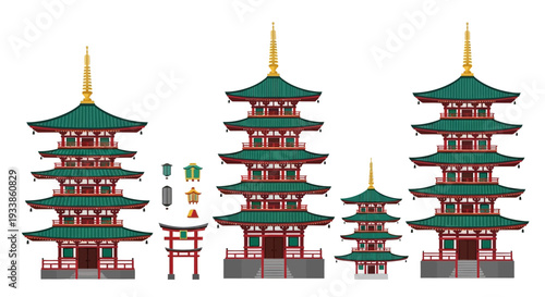 Japanese Pagodas and Torii Gate