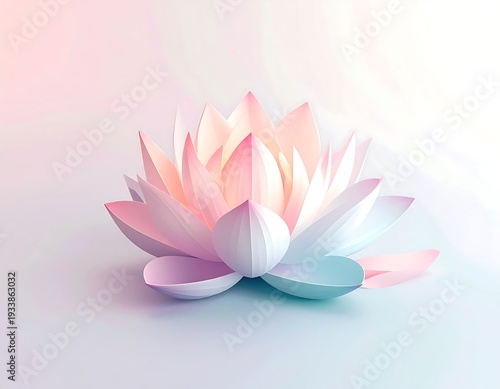 A pastel lotus blossom gently unfurls with graceful petals against a softly blurred, calming, and peaceful background