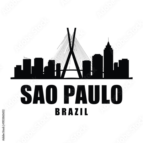 Sao paulo skyline illustration with text a modern city depiction