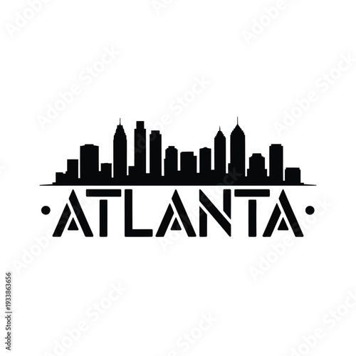 Atlanta skyline silhouette with bold typography a graphic city representation