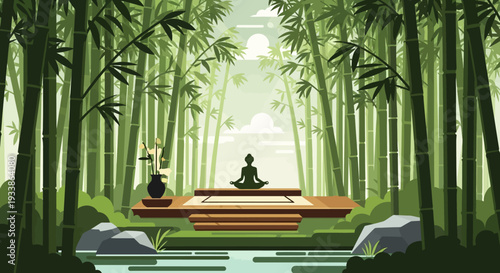 Zen Meditation in Bamboo Forest