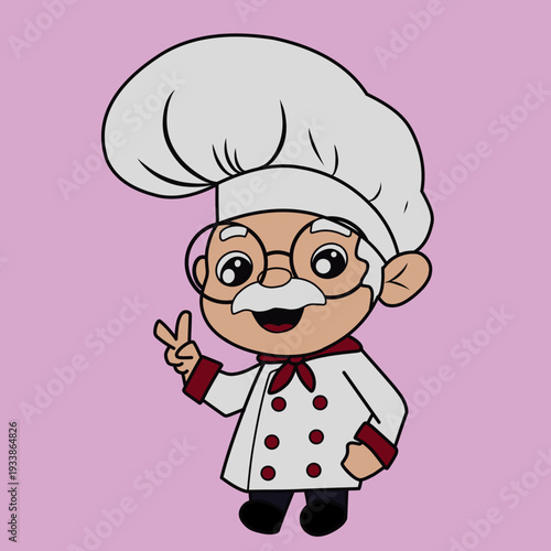 cartoon old man chef character