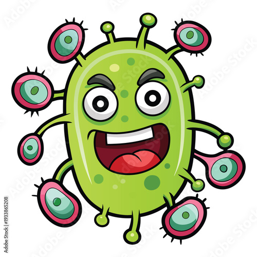 Bacteria with facial expressions with clear outline on white background