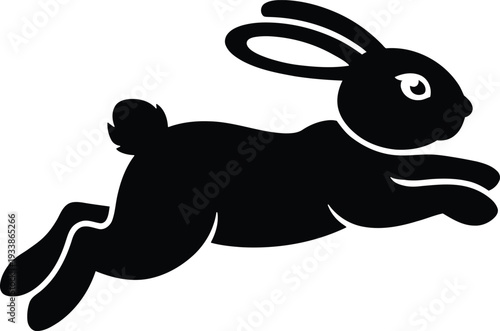 Black Rabbit Silhouette Running Fast.
