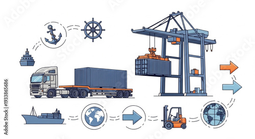 Global Logistics and Shipping Industry Illustration.