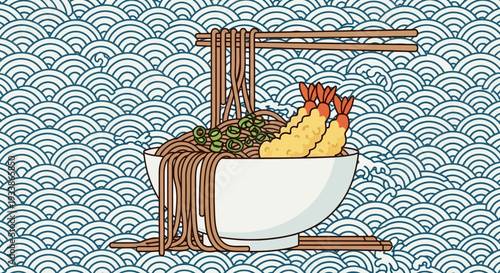 Japanese Noodles with Shrimp Tempura