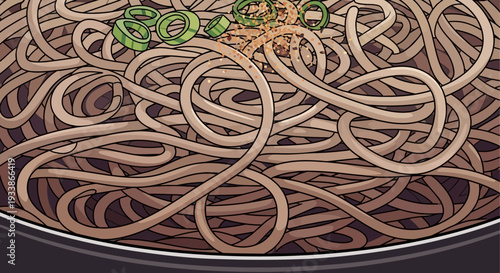 Soba Noodles Close-up: Japanese Food, Healthy Meal