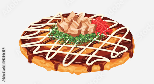 Okonomiyaki Japanese Savory Pancake with Toppings