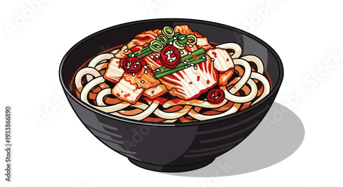 Pixel Art Kimchi Udon Noodles Bowl