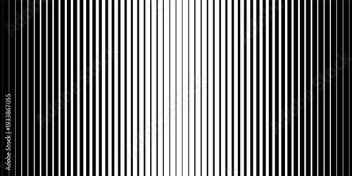 Line halftone gradation texture. Fading horizontal stripe gradient background. Repeating pattern backdrop. Black parallel thin to thick lines backdrop for overlay, print, cover, graphic design. Vector