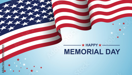 Memorial Day Greeting with Waving American Flags