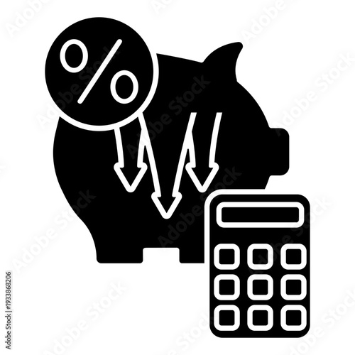 Financial losses vector icon. Revenue decline Illustration sign. Market decline symbol. Economic decline logo.