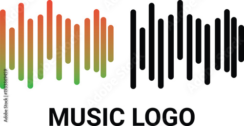 Modern dual sound wave music logo with colorful gradient and black audio bars, clean branding template