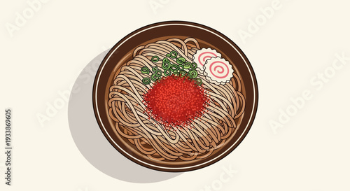 Pixel Art Soba Noodles with Roe and Narutomaki