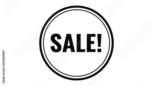Sale Announcement: A striking, circular design prominently displays the word SALE! within a bold, attention-grabbing font, a simple yet effective call to action.