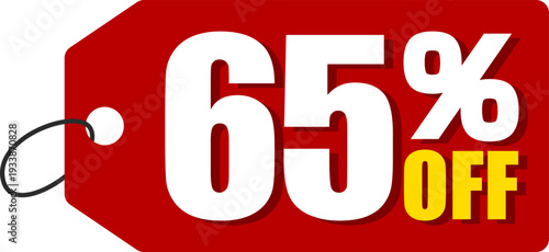 65％オフのセールを表すディスカウントラベル　65 Percent Off Discount Label – Special Offer Sale Tag
