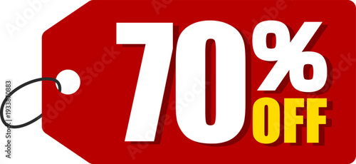 70％オフのセールを表すディスカウントラベル　70 Percent Off Discount Label – Special Offer Sale Tag
