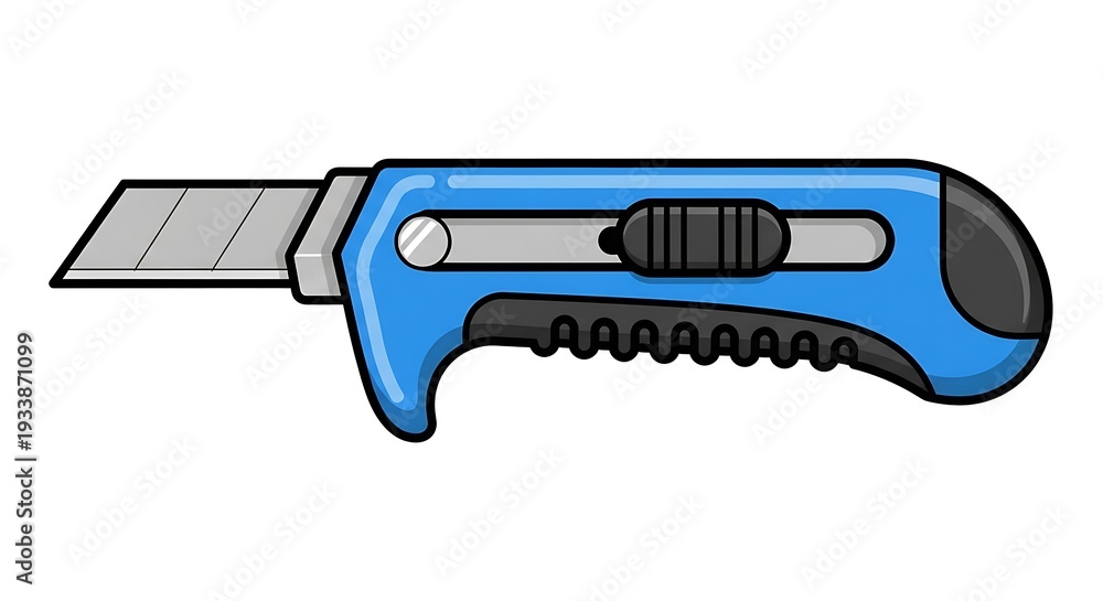 Obraz premium Blue Utility Knife with Retractable Blade.