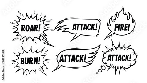 Comic Book Exclamations: Dynamic speech bubbles burst with energetic exclamations, echoing the raw power and emotion found within the pages of comic books.