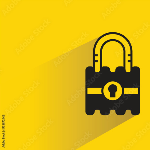 padlock icon with shadow on yellow background