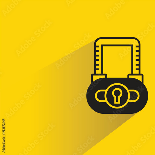 padlock icon with shadow on yellow background