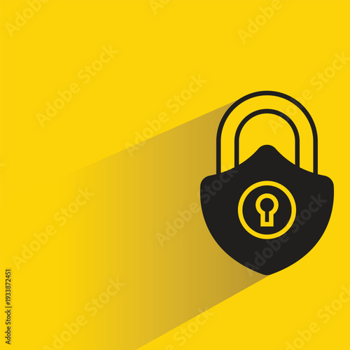padlock icon with shadow on yellow background