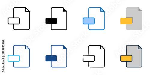 File extensions icons set multiple style collection. Editable stroke 
