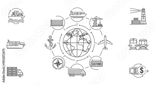 Global Logistics and Transportation Network Diagram.