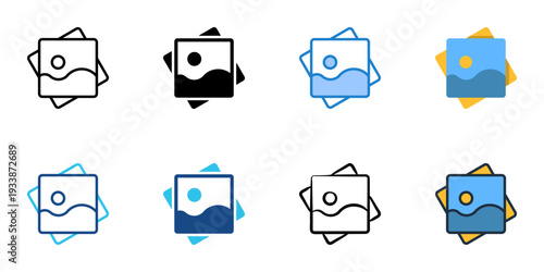 Image icons set multiple style collection. Editable stroke 
