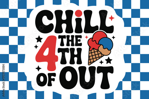 A colorful illustration of chill out on the 4th of July with ice cream
