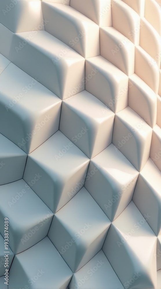 Fototapeta premium White 3D Cubic Geometric Texture Abstract Background