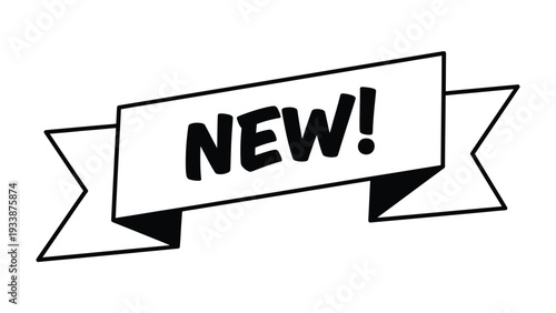 Fresh Announcement: A bold NEW! banner elegantly presented against a neutral backdrop, signaling the arrival of something innovative and exciting.