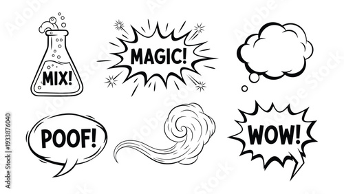 Whimsical Comic Speech Bubbles : Dynamic comic speech bubbles bring a lively pop-art feel, perfect for expressing thoughts, exclamations, and creative ideas.