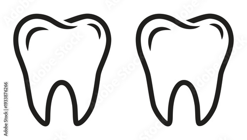 Human Tooth Outline Icons for Dental Clinics, Oral Hygiene Products, Orthodontic Services, and Dentistry Branding