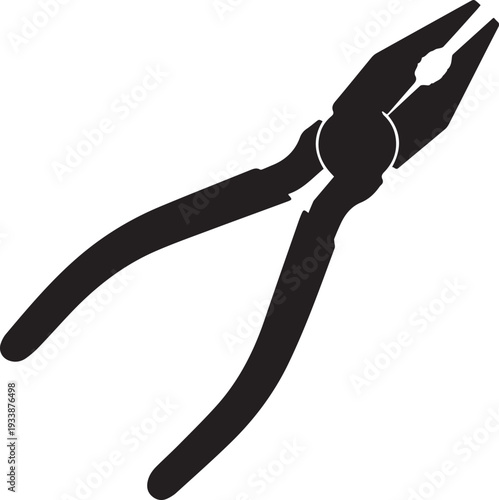 Pliers vector silhouette illustration line art work tool for various mechanical tasks