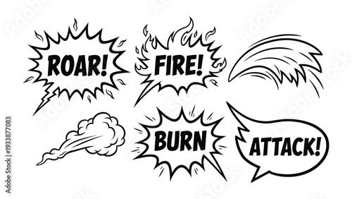 Comic Book Action Words: A dynamic compilation of classic comic book sound effects bursts to life with powerful words, each meticulously designed to bring action scenes to life. 