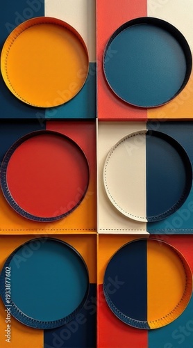 Color Block Circular Tile 3D Grid