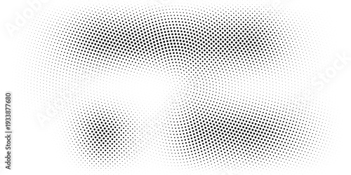 Bold monochrome halftone background of black circular dots forming a radial gradient, centered text FUTURISTIC HALFTONE, modern abstract design with high contrast for digital, data, soundwave visual