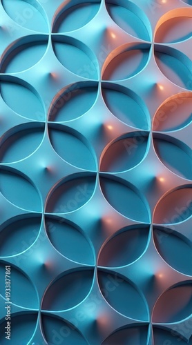 Blue Petal Tile 3D Geometric Pattern Background