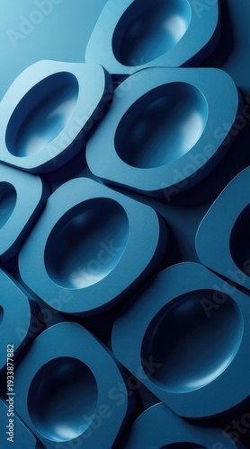 Blue Minimal 3D Rounded Geometric Abstract Background