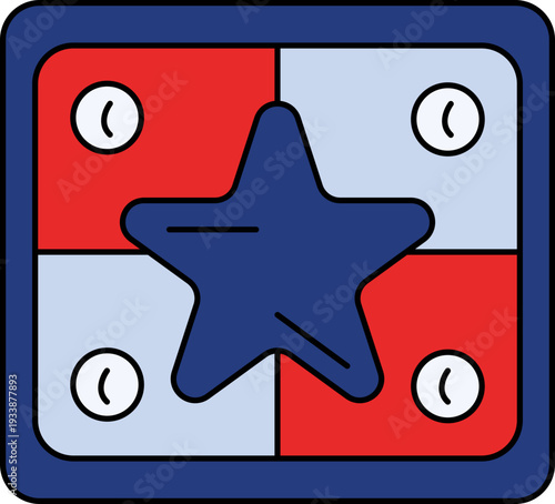 Vibrant star symbol on colorful game board
